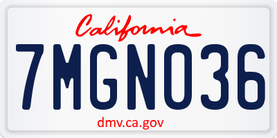 CA license plate 7MGN036
