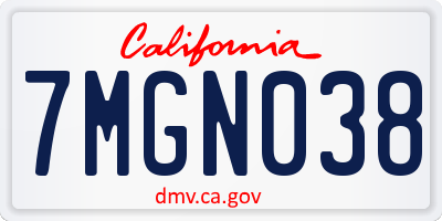 CA license plate 7MGN038