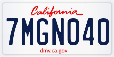 CA license plate 7MGN040