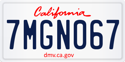 CA license plate 7MGN067