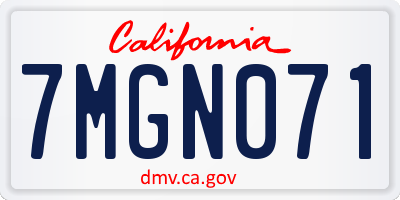 CA license plate 7MGN071