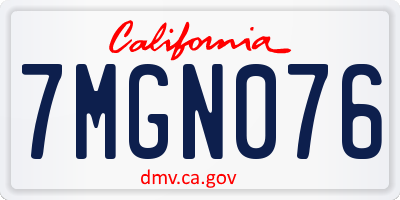 CA license plate 7MGN076