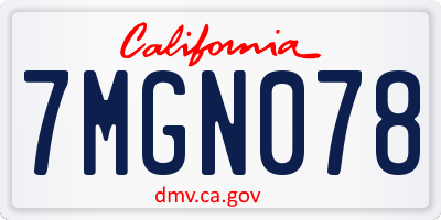 CA license plate 7MGN078