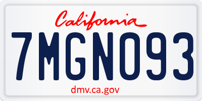 CA license plate 7MGN093