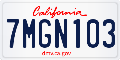 CA license plate 7MGN103