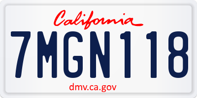 CA license plate 7MGN118