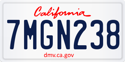 CA license plate 7MGN238