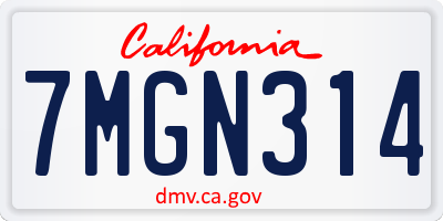 CA license plate 7MGN314