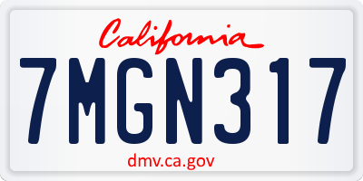 CA license plate 7MGN317