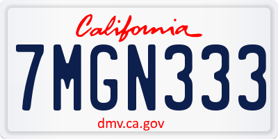 CA license plate 7MGN333