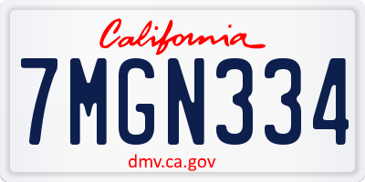 CA license plate 7MGN334