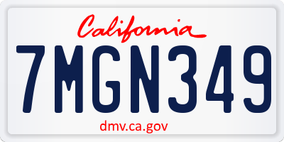 CA license plate 7MGN349