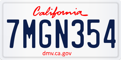 CA license plate 7MGN354