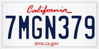 CA license plate 7MGN379