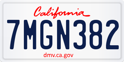 CA license plate 7MGN382