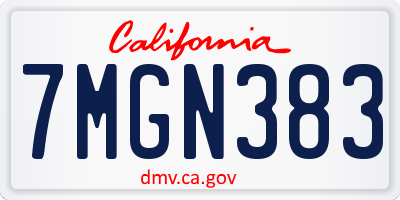CA license plate 7MGN383