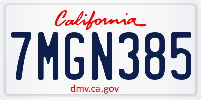CA license plate 7MGN385