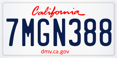 CA license plate 7MGN388