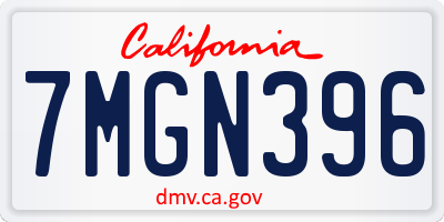 CA license plate 7MGN396