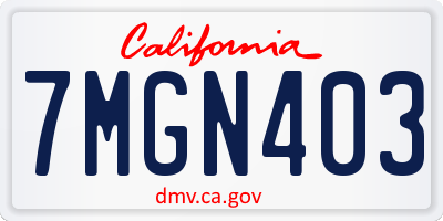CA license plate 7MGN403