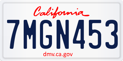CA license plate 7MGN453
