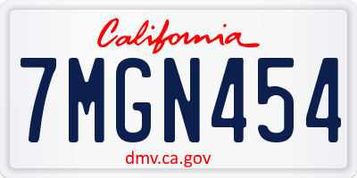 CA license plate 7MGN454