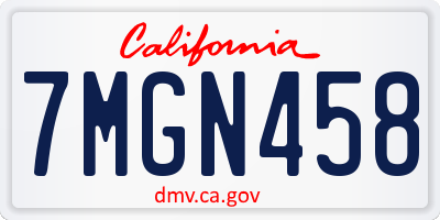 CA license plate 7MGN458