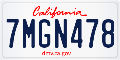 CA license plate 7MGN478