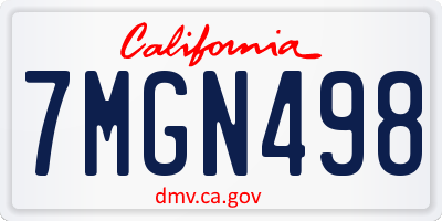 CA license plate 7MGN498