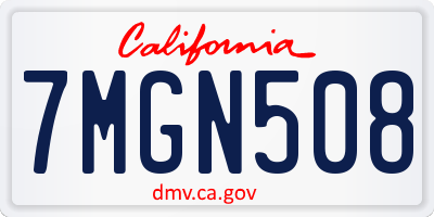 CA license plate 7MGN508