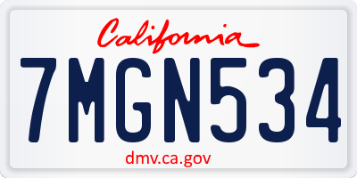 CA license plate 7MGN534