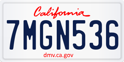 CA license plate 7MGN536