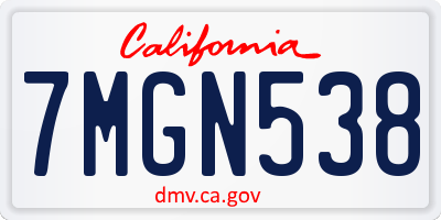 CA license plate 7MGN538