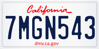 CA license plate 7MGN543