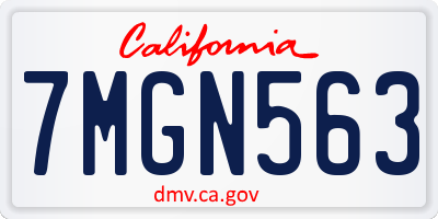CA license plate 7MGN563