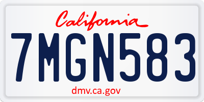 CA license plate 7MGN583