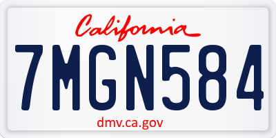 CA license plate 7MGN584