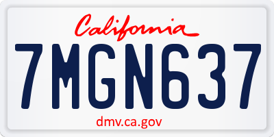 CA license plate 7MGN637