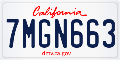 CA license plate 7MGN663