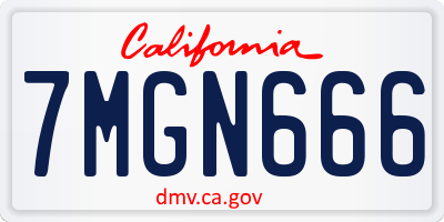 CA license plate 7MGN666