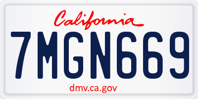 CA license plate 7MGN669