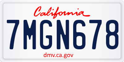 CA license plate 7MGN678