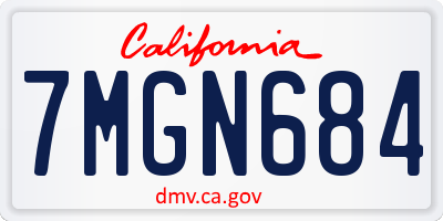 CA license plate 7MGN684