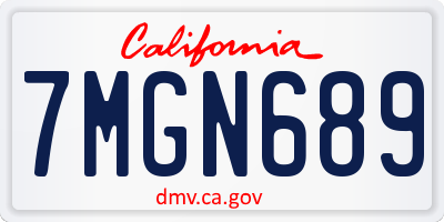 CA license plate 7MGN689