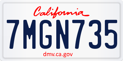 CA license plate 7MGN735