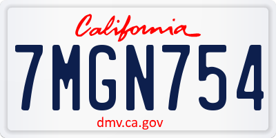 CA license plate 7MGN754