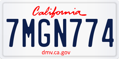 CA license plate 7MGN774