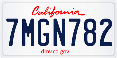 CA license plate 7MGN782
