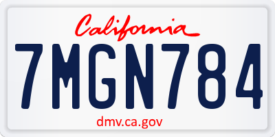 CA license plate 7MGN784