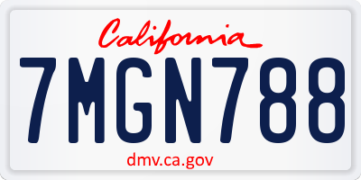 CA license plate 7MGN788